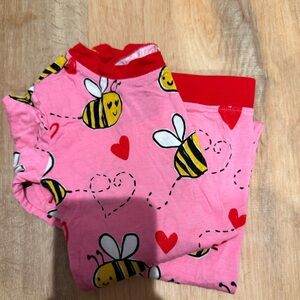 Pink Bee Print Kids Pajamas Little Sleepies